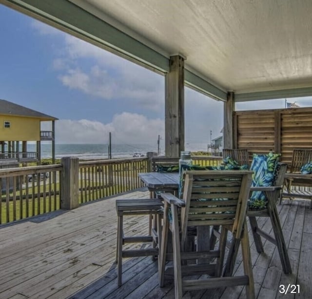 deck with a water view