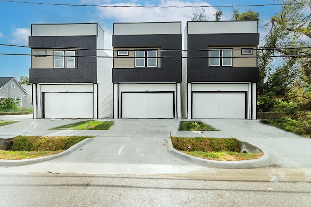 contemporary home featuring a garage