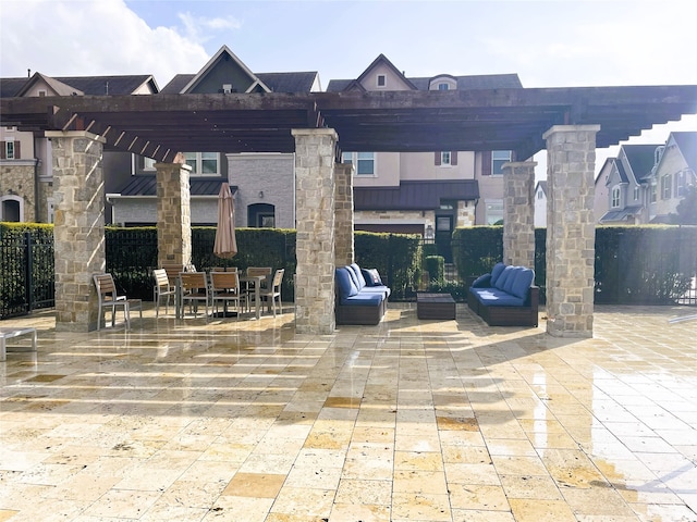 view of patio featuring a pergola