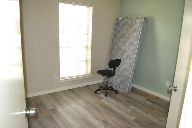 office space with hardwood / wood-style floors and plenty of natural light