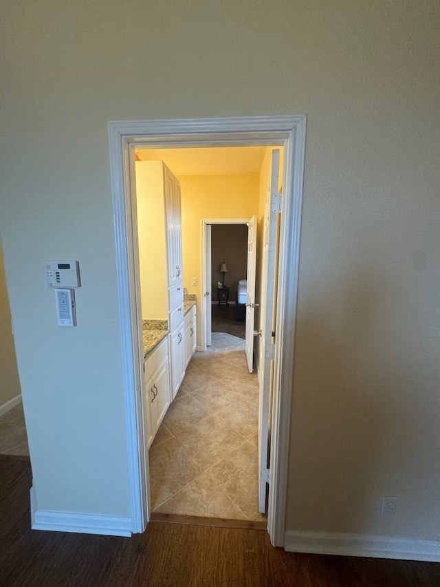 hall featuring light wood-type flooring