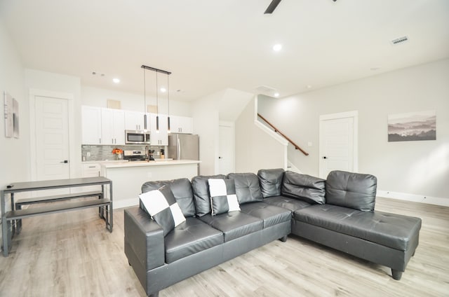 living room featuring light hardwood / wood-style floors