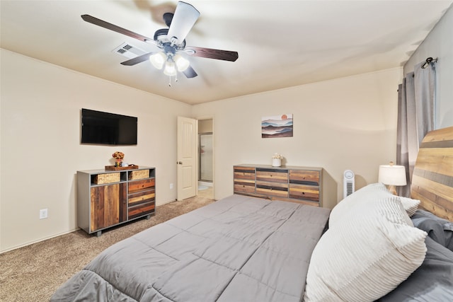 bedroom featuring carpet and ceiling fan