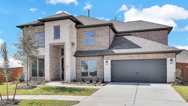 view of front of home with a garage and a front yard