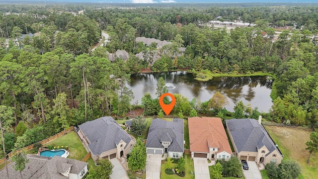 bird's eye view featuring a water view