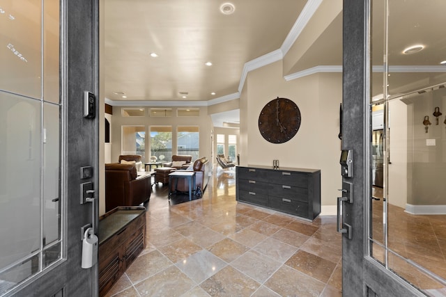 foyer with crown molding