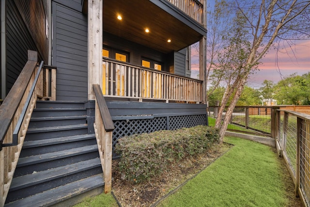 view of property exterior at dusk