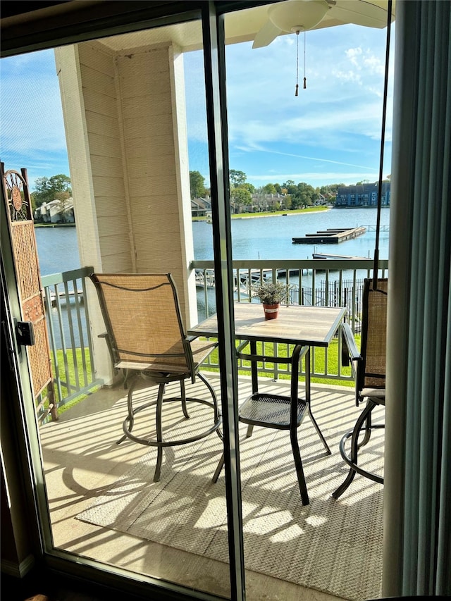 balcony with a water view