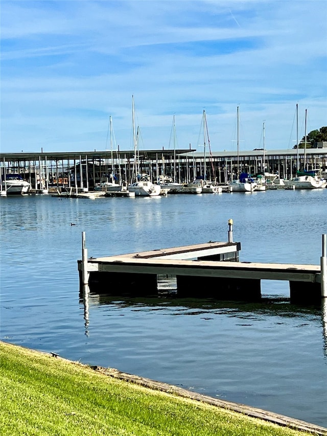 view of dock featuring a water view