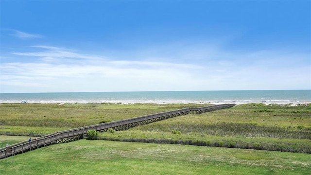 property view of water featuring a beach view