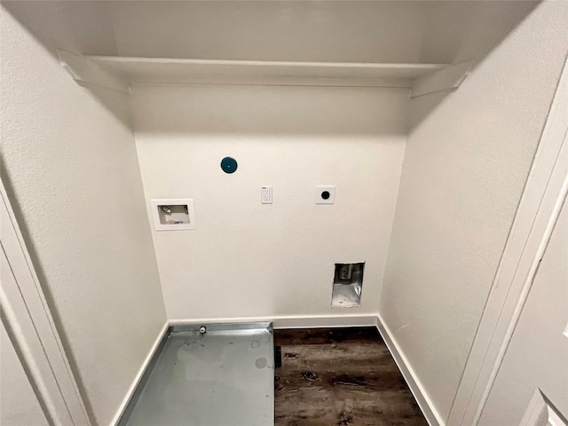 laundry area with washer hookup, hookup for an electric dryer, and hardwood / wood-style flooring