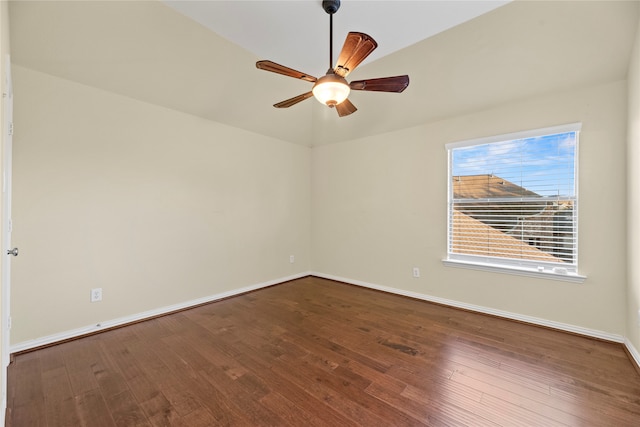 unfurnished room featuring ceiling fan and hardwood / wood-style flooring