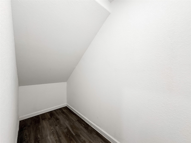 interior space featuring dark hardwood / wood-style floors and vaulted ceiling