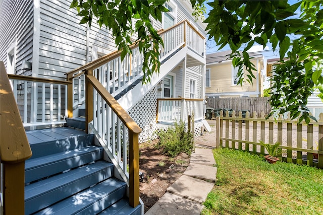 exterior space featuring a wooden deck