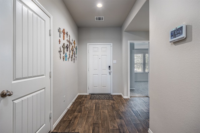 doorway to outside featuring dark hardwood / wood-style flooring