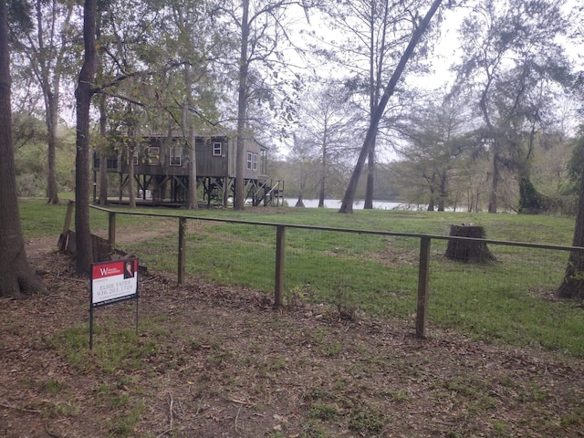 view of yard with a water view