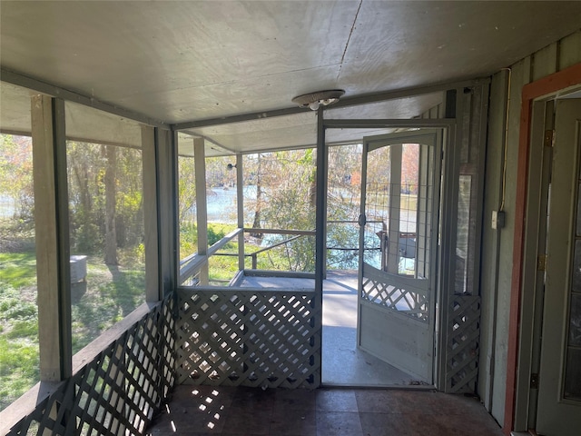 view of unfurnished sunroom