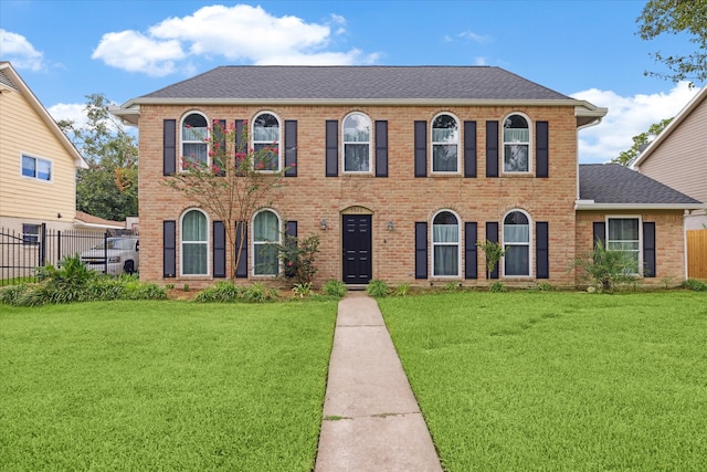 colonial house with a front lawn