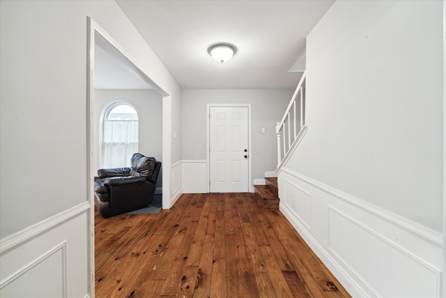 entrance foyer featuring dark hardwood / wood-style flooring