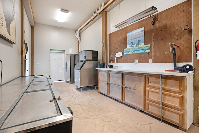 kitchen with stainless steel fridge