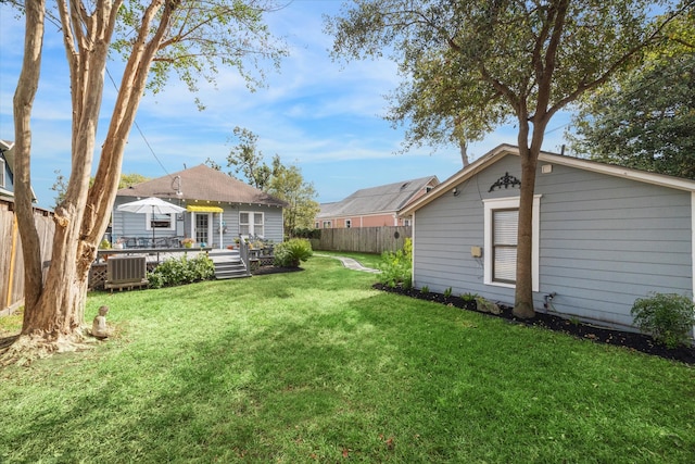 view of yard featuring a deck