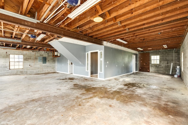 basement featuring electric panel