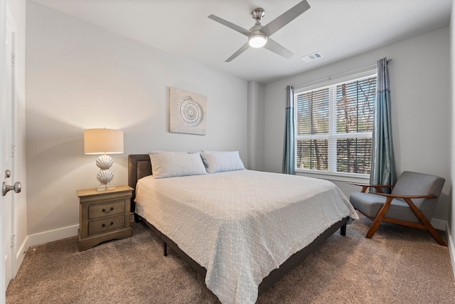 bedroom with carpet and ceiling fan