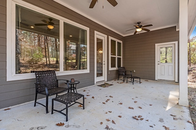 view of patio with ceiling fan