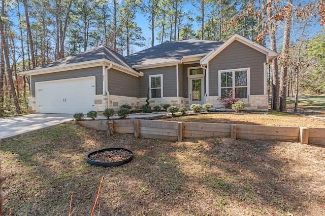 single story home featuring a garage