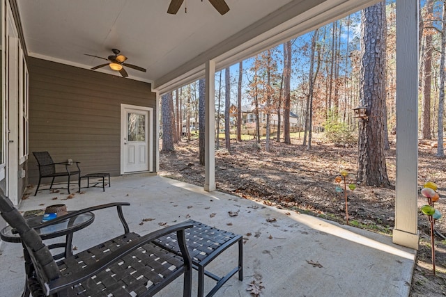 view of patio with ceiling fan