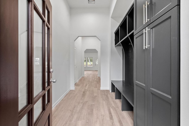 walk in closet featuring light hardwood / wood-style flooring