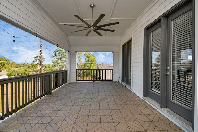 view of patio with ceiling fan