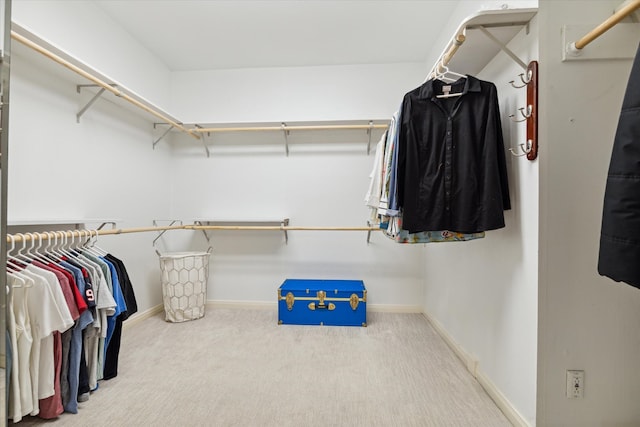 walk in closet with carpet