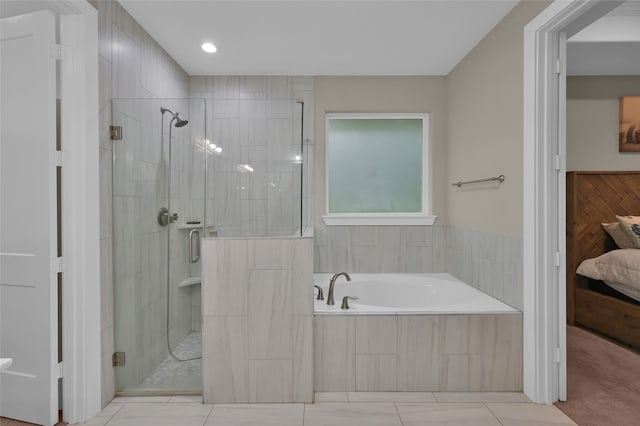 bathroom with plus walk in shower