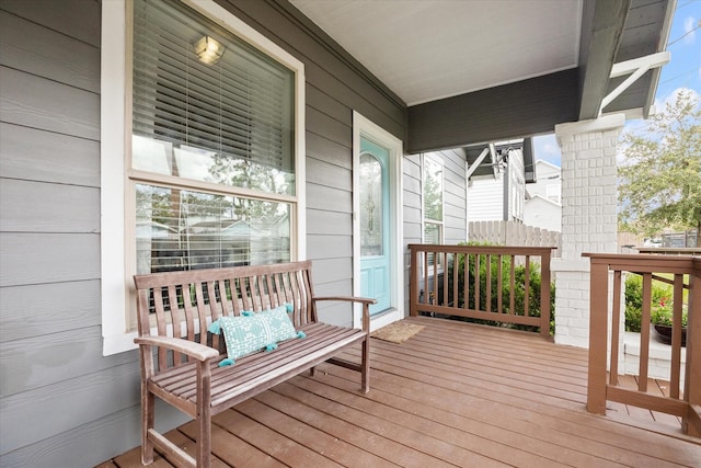 wooden deck with covered porch