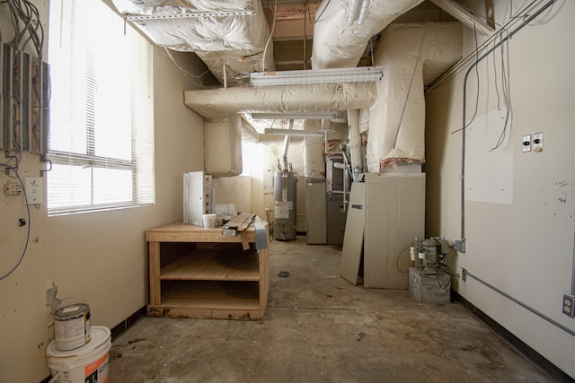 basement with water heater