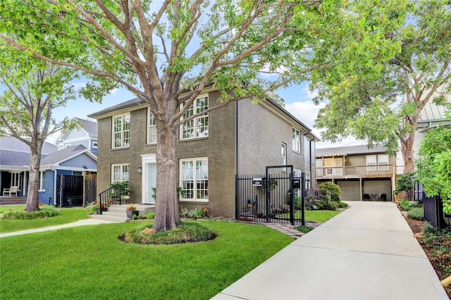 view of front of home with a front lawn