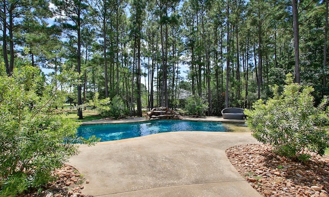 view of swimming pool featuring a patio area