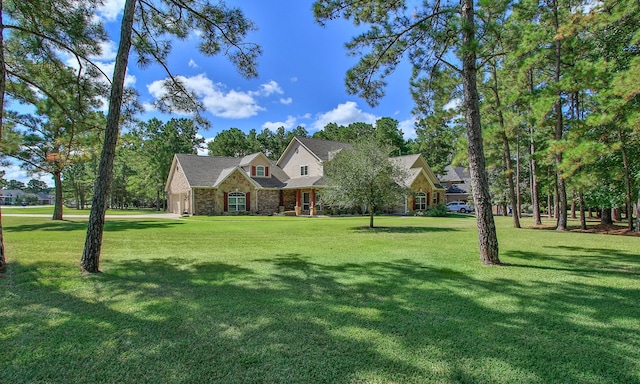 view of front of property with a front lawn