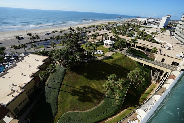 aerial view featuring a beach view and a water view