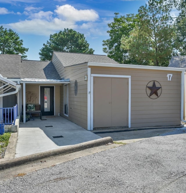 view of garage