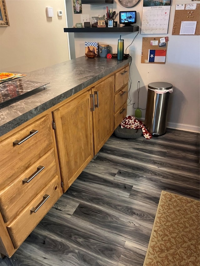 kitchen with dark wood-type flooring