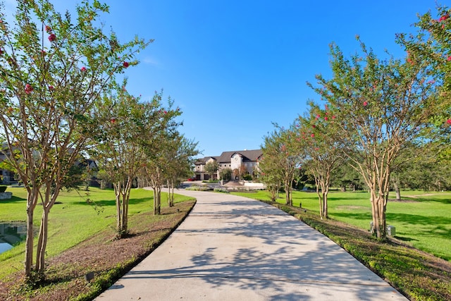 view of property's community featuring a yard