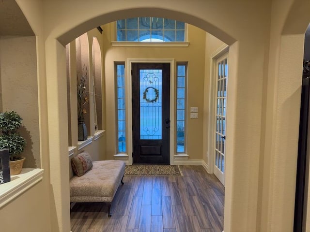 foyer entrance featuring hardwood / wood-style floors