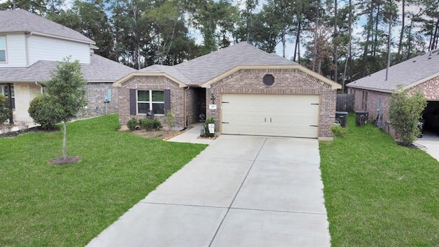 view of front of home featuring a garage and a front yard