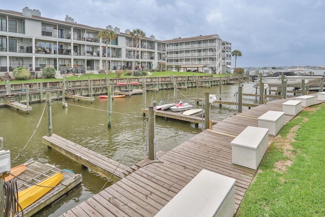 dock area featuring a water view