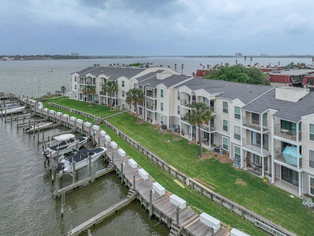 bird's eye view featuring a water view