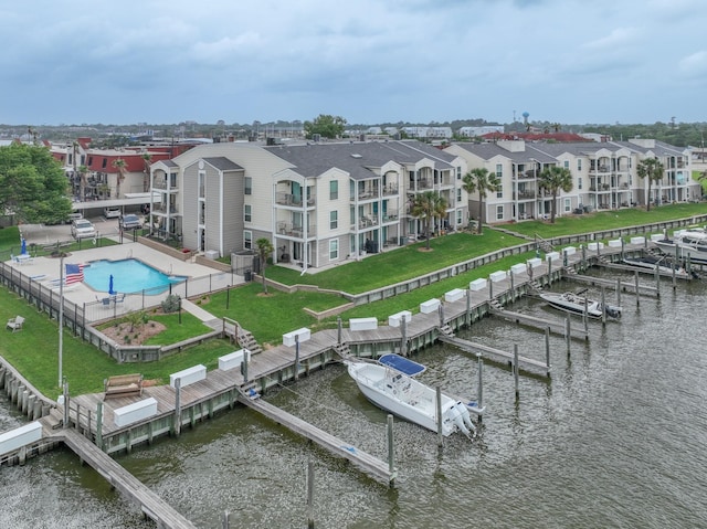 114 Yacht Club Ln Unit 114, El Lago, TX 77586 - bird's eye view of a nearby body of water and a pool