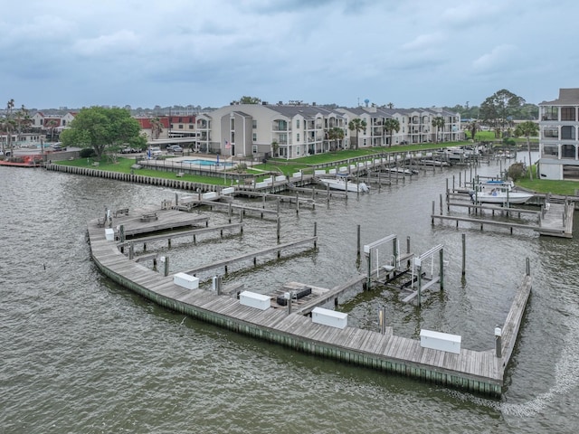 view of dock featuring a water view