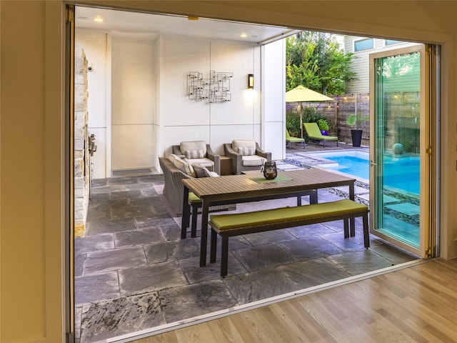 interior space with hardwood / wood-style flooring